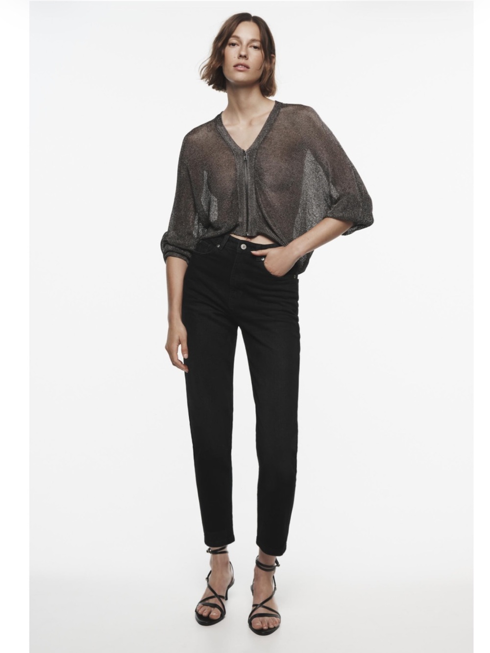Zara Washed Black High-Waist Mom Fit Jeans